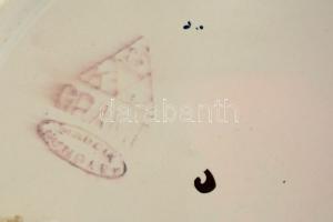 Gránit tányér, kézzel festett, jelzett, hibátlan, d:18 cm