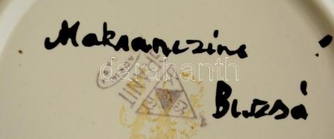 Gránit tányér, kézzel festett, jelzett, hibátlan, d:18 cm