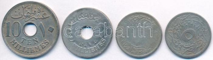 4db klf arab fémpénz, közte Egyiptom 1916. 10M Cu-Ni T:2-3- ph. 4pcs of various Arabic coins, including Egypt 1916. 10 Milliemes Cu-Ni C:XF-VG edge error