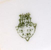 Zsolnay szőlőmintás porcelán mélytányér, matricás, kopásnyomokkal, hajszálrepedésekkel, jelzett, d: ...