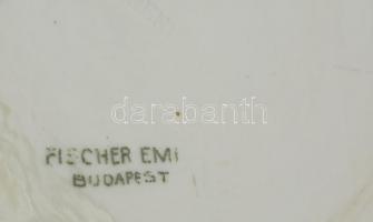 Herend/Fischer E. porcelán mélytányér, kézzel festett, jelzett, kopásnyomokkal, d: 24,3 cm