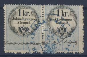 1859 Hírdetménybélyeg 1kr pár