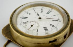 Longines asztali óra. Kulcsos szerkezettel, réz tokkal, kézi csiszolású üveggel, hibátlan számlappal...