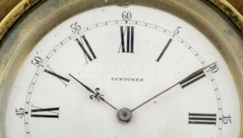 Longines asztali óra. Kulcsos szerkezettel, réz tokkal, kézi csiszolású üveggel, hibátlan számlappal...