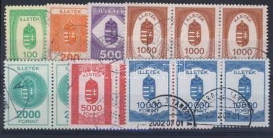 2000 Illetékbélyeg sorozat hármas csíkokban