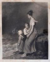 Les enfants du nocher rézmetszet üvegezett keretben. Foltos / Etching in glazed frame