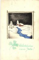 34 db RÉGI kézzel festett művészlap, vegyes minőség / 34 pre-1945 hand-painted art postcards, mixed ...