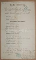 1860 Iskolai bizonyítvány 15kr okménybélyeggel