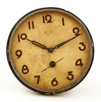 Fali óra inga szerkezettel, fém dobozzal, felzúzókulccsal, működő, jó állapotban / Vintage metal wall clock d:21 cm