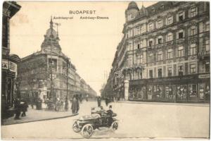 Budapest VI. Andrássy út, automobil, takarékpénztár, divatáruház, Sparber üzlete (EK)