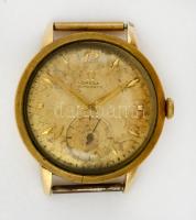 cca 1950 Omega karóra. Vastagon aranyozott, ajándékozási véséssel