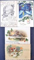 100 db RÉGI újévi üdvözlőlap, vegyes minőség / 100 pre-1945 New Year greeting postcards, mixed quality