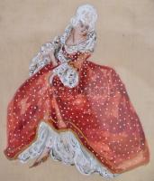 XIX. sz: Selyemre festett akvarell, jelzés nélkül. Üvegezett keretben. 22x14 cm