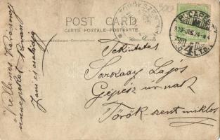 1909 Gyömrő, fogadó automobillal, Sarkady János photo (felületi sérülés / surface damage)