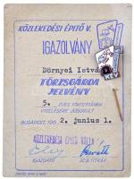 1962. "Közlekedési Építő Vállalat 5 év Törzsgárda" zománcozott fém kitűző a viselésre jogosító igazolvánnyal T:2