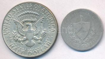 Vegyes: Amerikai Egyesült Államok 1967. 1/2$ Ag "Kennedy" + Kuba 1915. 20c Ag T:2,3
Mixed...
