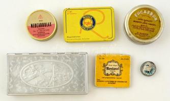 6 db régi fém doboz,  2×1-14×7 cm