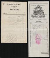 cca 1910 2 db hotel számla / 2 Hotel invoices