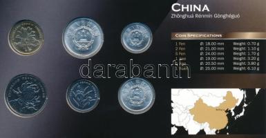 Kína 1982-2008. 1f-1Y (6xklf) fémpénz szett "World Money" T:1 China 1982-2008. 1 Fen - 1 Yuan (6xdiff) coin set "World Money" C:UNC