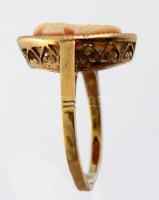 Arany (Au.) 14 K gyűrű kámea berakással, jelzett, méret: 53, bruttó 3,5 g