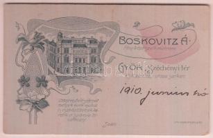 1910 Győr, Férfiportré, keményhátú fotó Buskovitz műterméből, hátoldalon a műterem képével, 11x7 cm