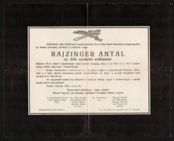 1934 Rajzinger Antal erőmester gyászjelentés