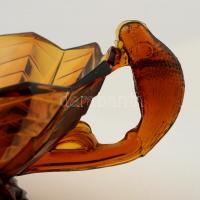 Mézszínű papagájos tál, formába öntött,  hibátlan, d: 36 cm, m: 13 cm