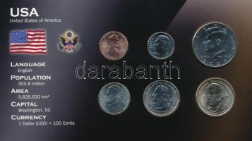 Amerikai Egyesült Államok 2004-2009. 1c-1$ (6xklf) fémpénz szett "World Money" T:1 USA 2004-2009. 1 Cent - 1 Dollar (6xdiff) coin set "World Money" C:UNC