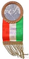 DN "1848 Márczius 15" jelvény Batthyány, Petőf és Kossuth képmásával, nemzetiszín szalaggal T:2