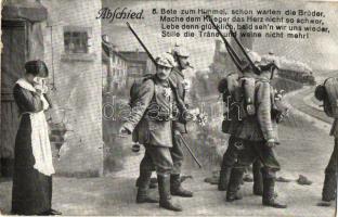 'Abschied' / WWI military postcard, couple separated by the war, farewell, romantic, M. B. L. No. 21. (EK)