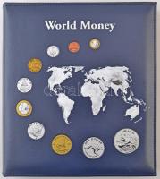Leuchtturm World Money elegáns műbőr gyűrűs album eredeti karton tokkal, benne 3db berakólap
