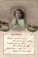 Apuskáért... / WWI child motive postcard, prayer for the father in war, L. & P. 5655/VI. (EK)
