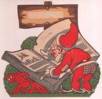 cca 1960 Mikulásos ültetőkártya 18x17 cm