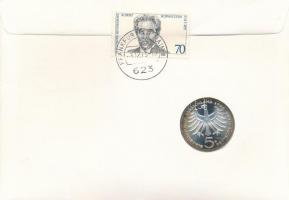 NSZK 1975G 5M Ag "Albert Schweitzer" lezárt, bélyeges, bélyegzős borítékban T:1- patina FR...