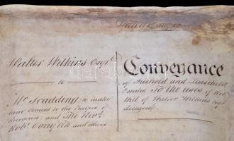 1833 Walter Wilkins (Maeslough, Radnor Esquire) végrendelete, angol nyelven, papíron, rányomott vias...