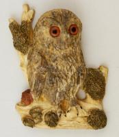 Bagoly falikép, festett gipsz, 17×14 cm