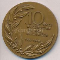 1960. "Fővárosi Nyomdaipari Vállalat 1950-1960 / A 10 éves becsületes munka emlékére" Br e...