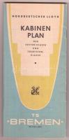 cca 1960 TS Bremen tengerjáró hajó nagyalakú ismertető füzet tervrajzzal, térképpel /Large picture booklet presenting the ship.