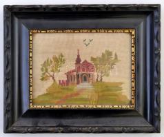Tűgobelin üvegezett keretben 30x25 cm