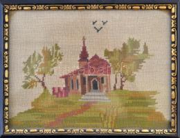 Tűgobelin üvegezett keretben 30x25 cm