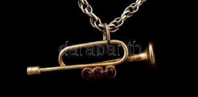 Ezüst (Ag.) nyaklánc trombita medállal , jelzett, h:18 cm,  bruttó:7 g