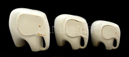 Elefánt tétel, porcelán és kerámia, hibátlan, összesen: 5 db, m:10-12 cm