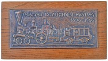 1966. Magyar Közlekedési Múzeum 1896-1966 Br plakett falapra erősítve (6,8x14,8cm / 10x18cm) T:2