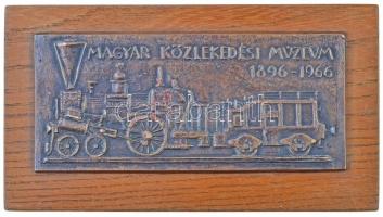 1966. "Magyar Közlekedési Múzeum 1896-1966" Br plakett falapra erősítve (6,8x14,8cm / 10x18cm) T:2