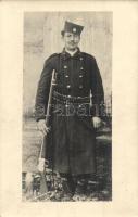 Serbian soldier with gun in Zemun, Verl. R. Gatter photo