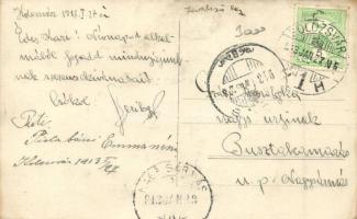 1913 Kolozsvár, Cluj; utcakép villával, saroképület / street view with corner villa, photo