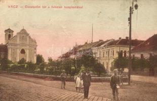 Vác, Constantin tér a fehérek templomával (kopott sarkak / worn corners)