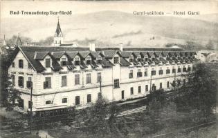 Trencsénteplic-fürdő, Trencianske Teplice; Garni szálloda, villamos, Verlag Wertheim Zsigmond / hotel, tram (EK)