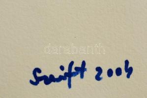 Szeift Béla (1944-2012): Madár. Vegyes technika, merített papír, jelzett, 42×29 cm