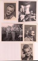 cca 1942 Tolnay Klári (1914-1998) színésznőről készült 5 db vintage fotó, 6x9 cm és 9x12 cm